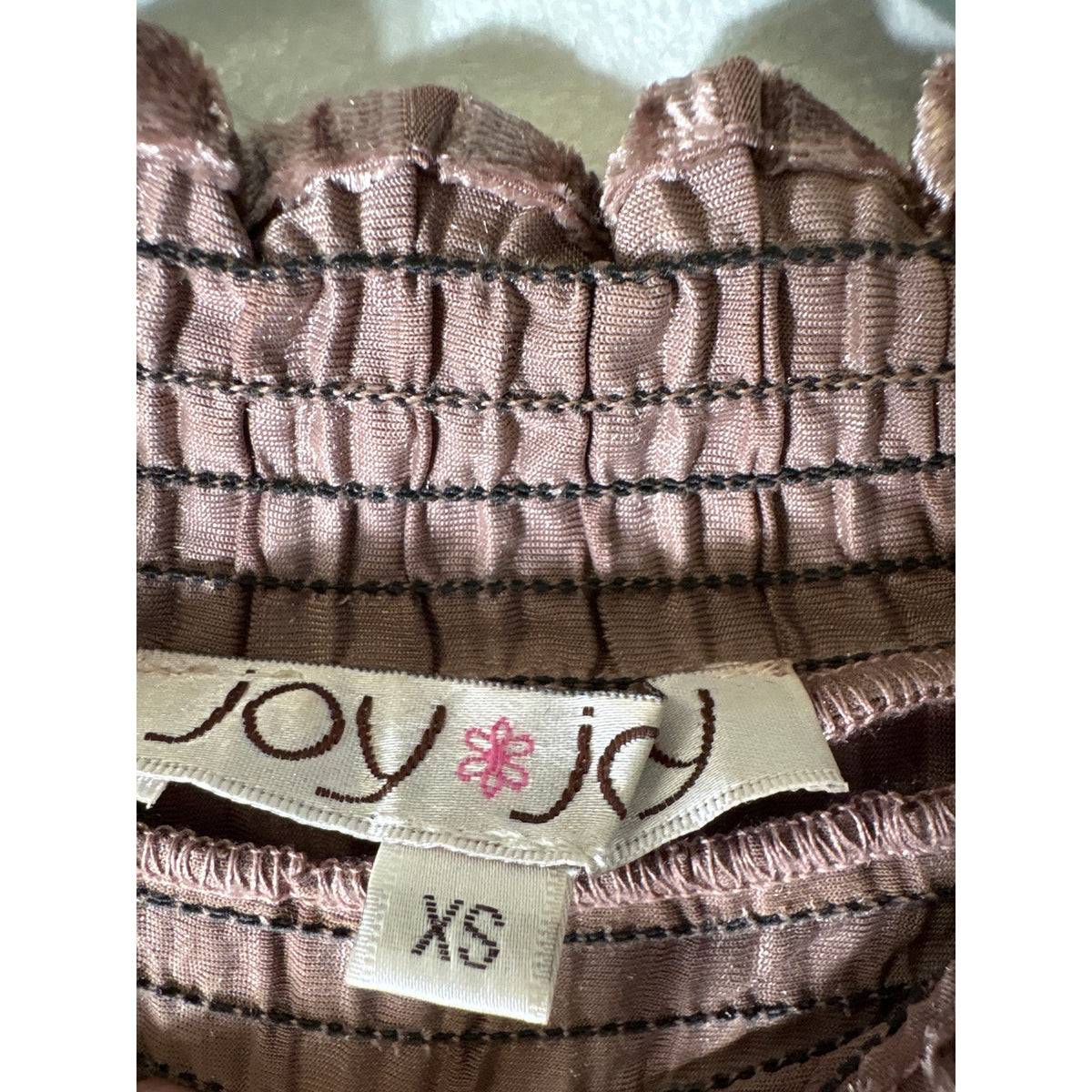 Joy Joy Harvest Gold Crushed Velvet Mock Neck Shirt Sz XS