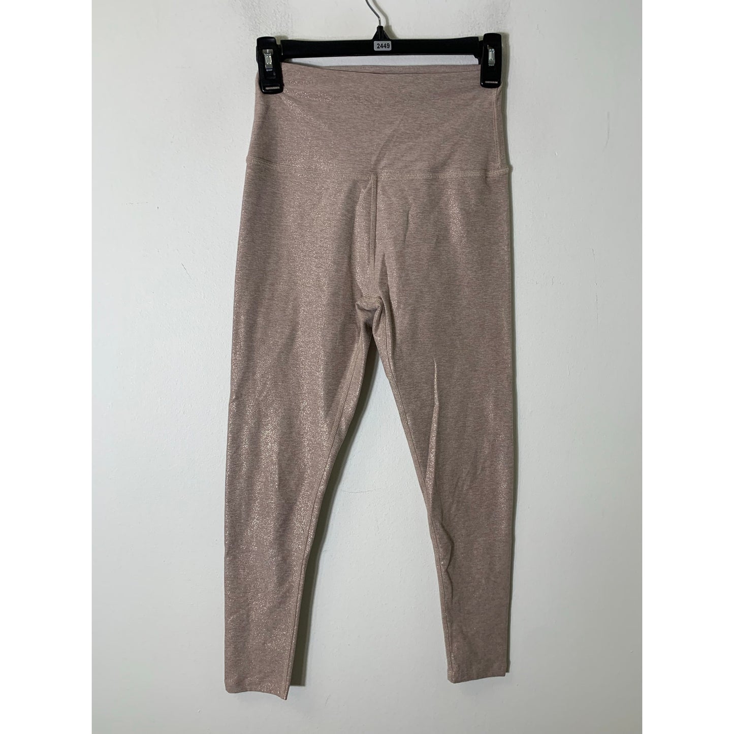 Beyond Yoga Beige Sparkly Athletic Leggings Sz M