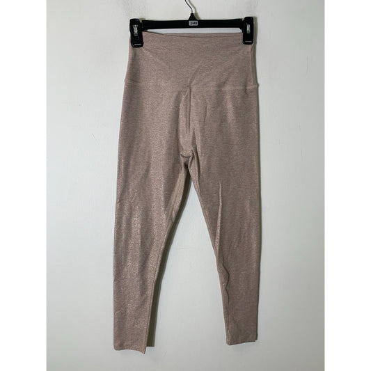 Beyond Yoga Beige Sparkly Athletic Leggings Sz M