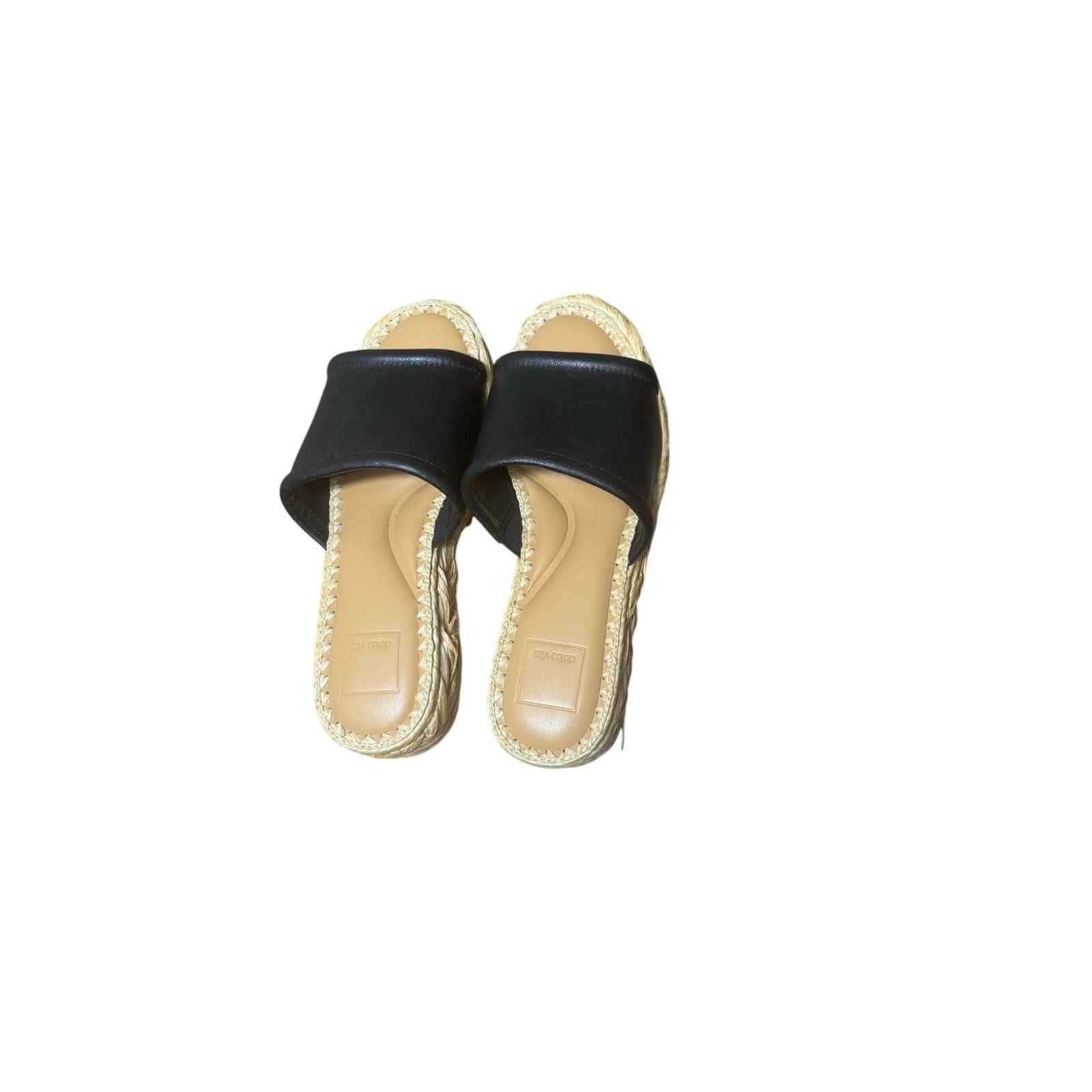 Dolce Vita Black Leather Rafia Slide Sz 8