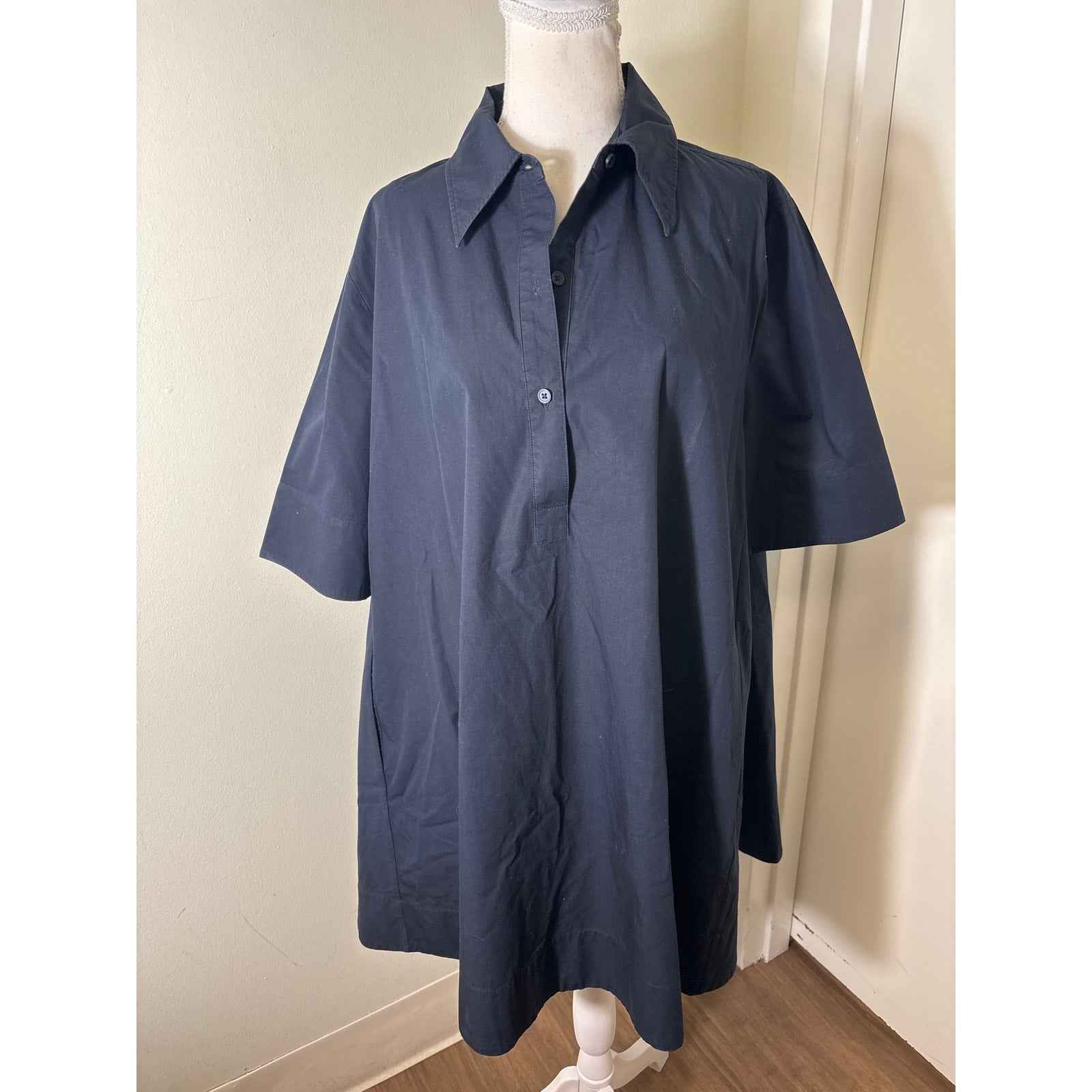 COS Navy Trapeze Short Sleeve Mini Dress/Top Sz 12