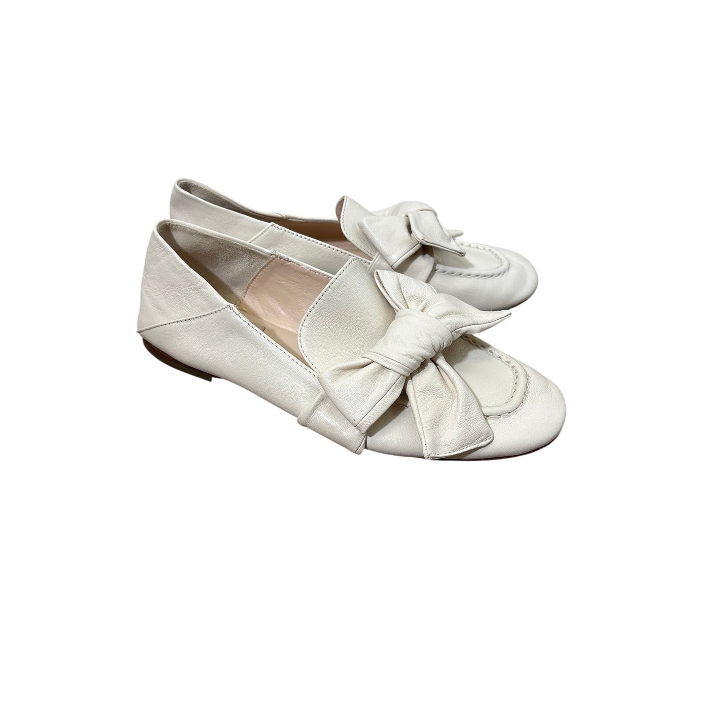 AGL Light Off White Leather "Cindy Ribbon" Flat Sz 39