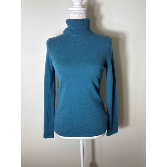 Saks Fifth Avenue Teal Cashmere Turtleneck Sweater Sz xs