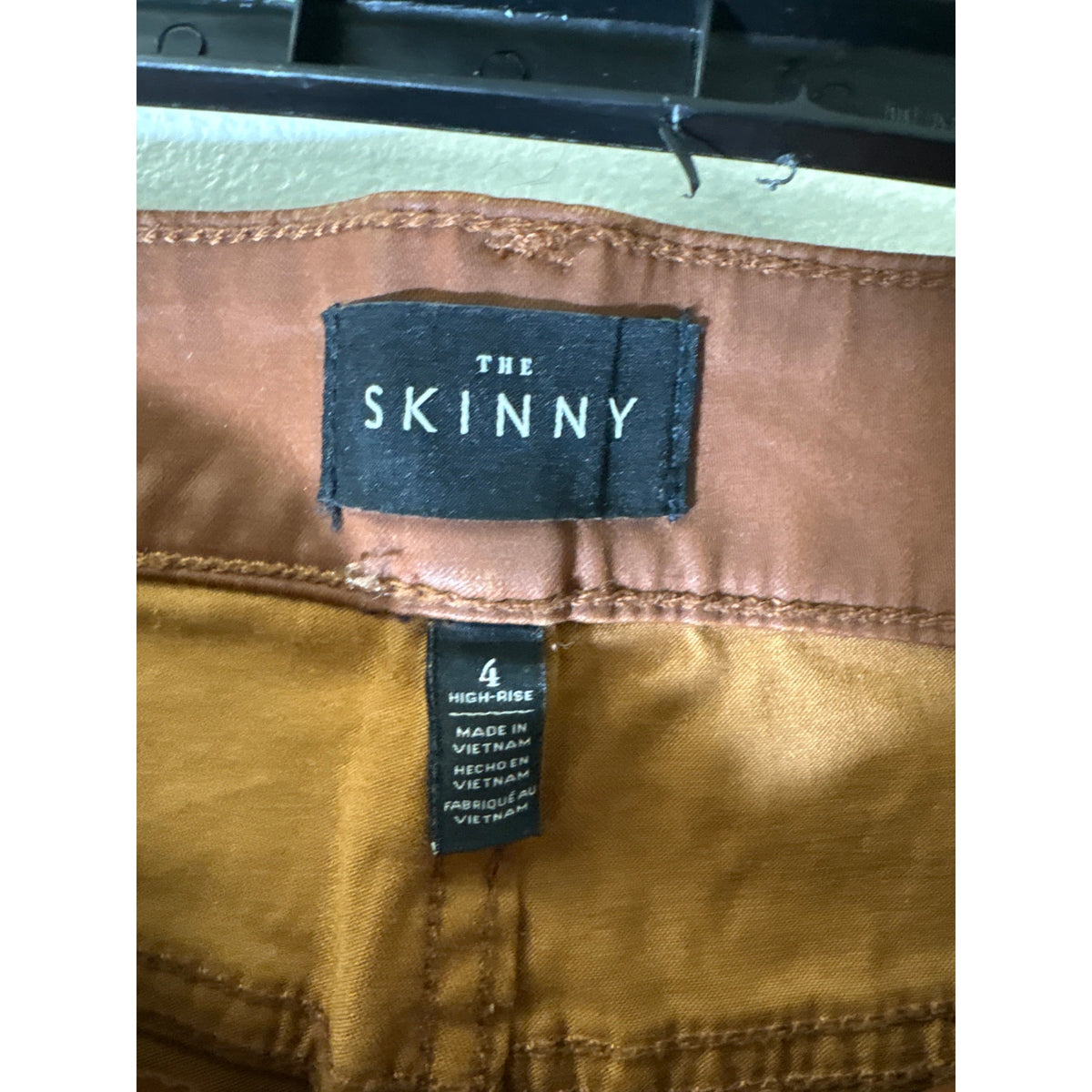 White House Black Market Camel Faux Leather The Skinny Pant Sz 4