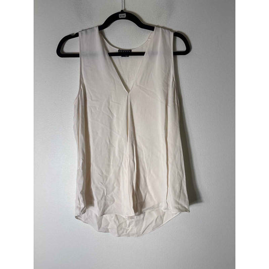 Theory Silk off White Sleeveless V-Neck Tank Sz M