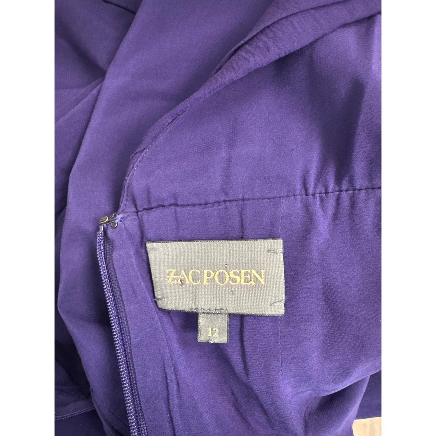 Zac Posen Dark Purple Sleeveless V-Neck Knee Length Dress Sz 12