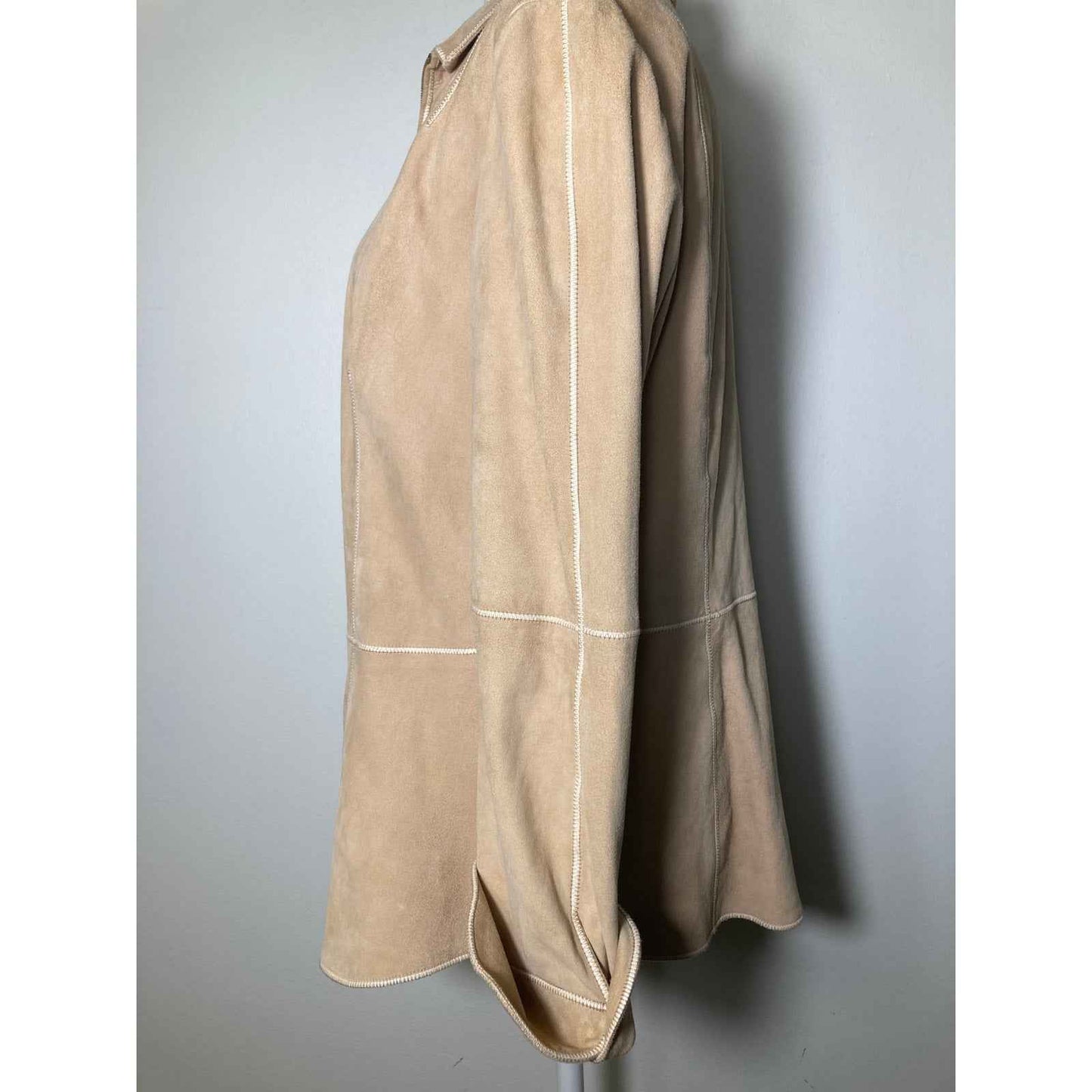 Worth Tan Leather Patchwork Zip Up Jacket Sz 10