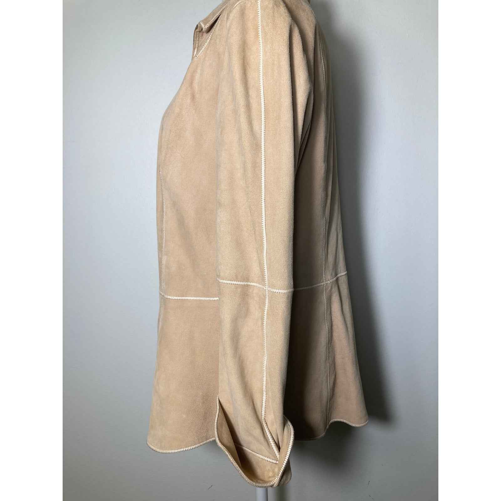 Worth Tan Leather Patchwork Zip Up Jacket Sz 10