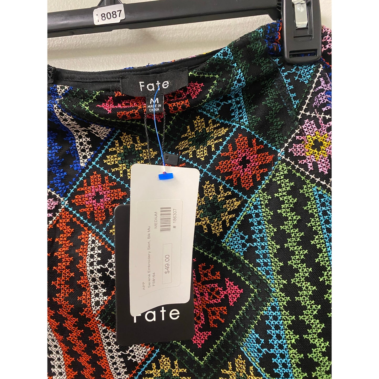NWT Fate Multi Color Serena Embroidery Mini Skirt Sz M