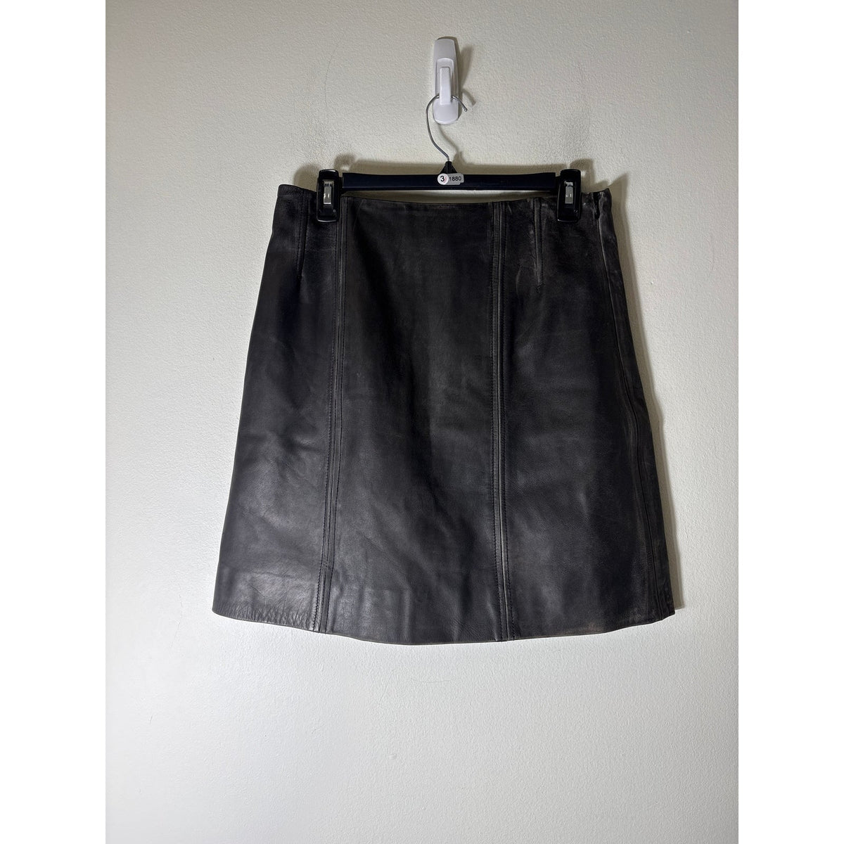 NWT Marc Jacobs Faded Black Leather A-Line Knee Length Skirt Sz 6