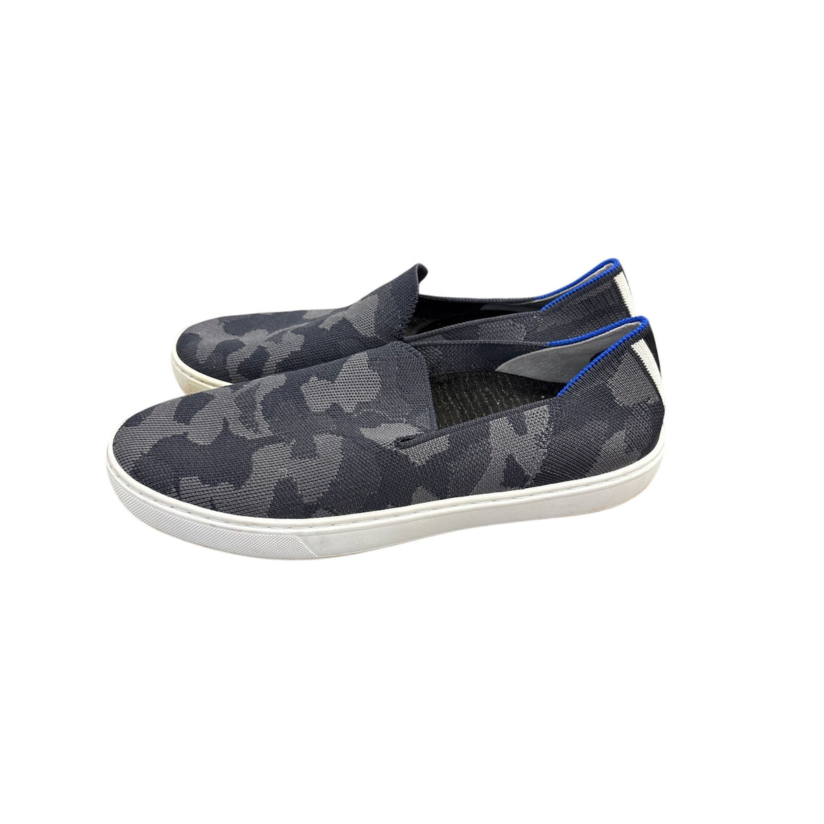 Rothy's Black Camo Woven Fabric Slides Sz 10.5