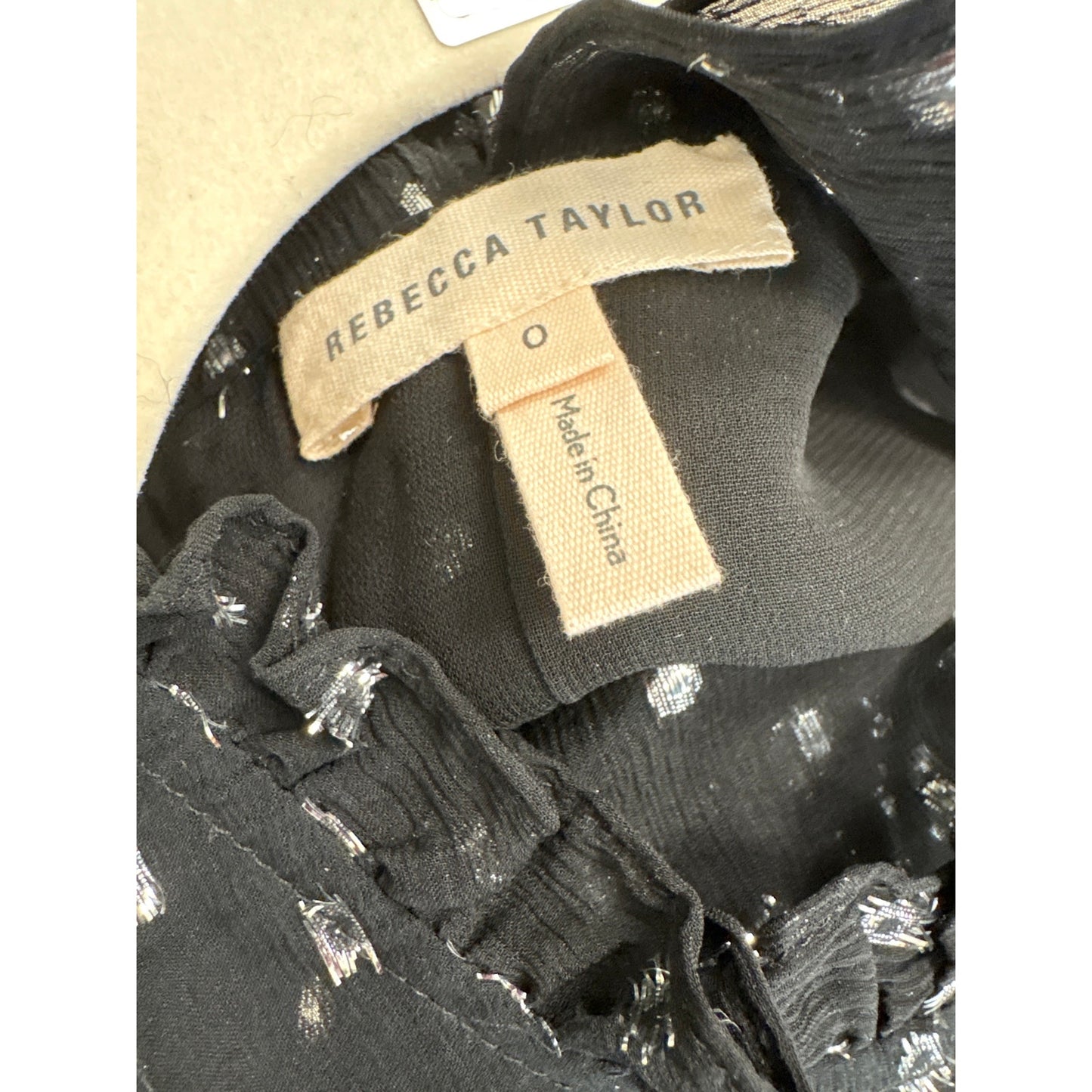 Rebecca Taylor Black and Silver Cold Shoulder Top sz 0
