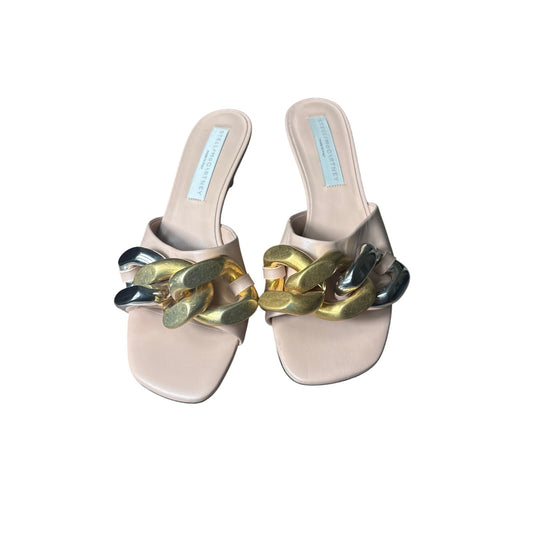 Stella McCartney Blush Pink Kitten Heel Slip On Falabella Sandal Sz 38