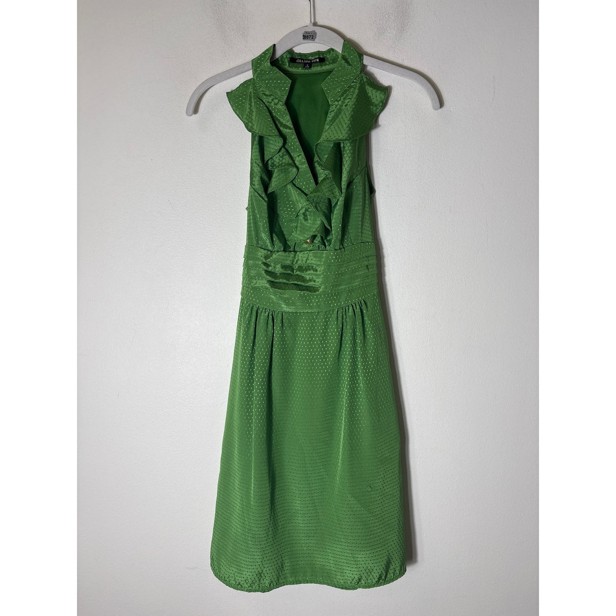 Gianni Bini Green Sleeveless Ruffled Collar Knee Length Dress Sz 0