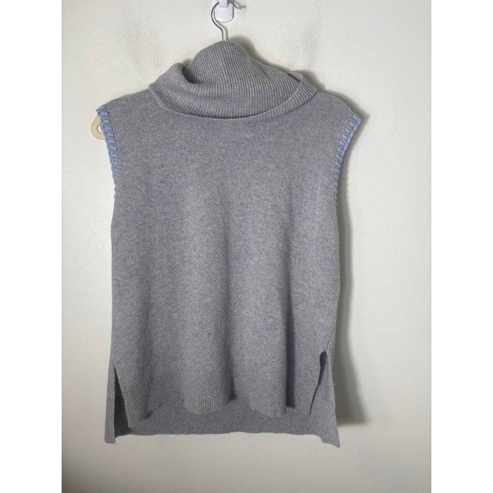 Theory Blue Turtleneck Sleeveless Sweater Sz s