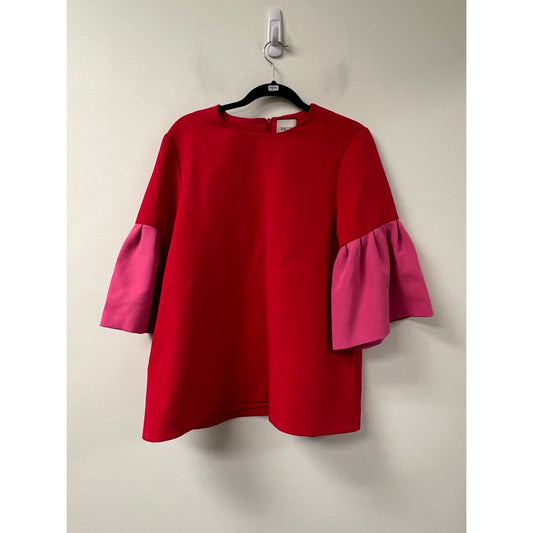 Edit Womens Red Mini Half Ruffled Sleeve Dress Sz L