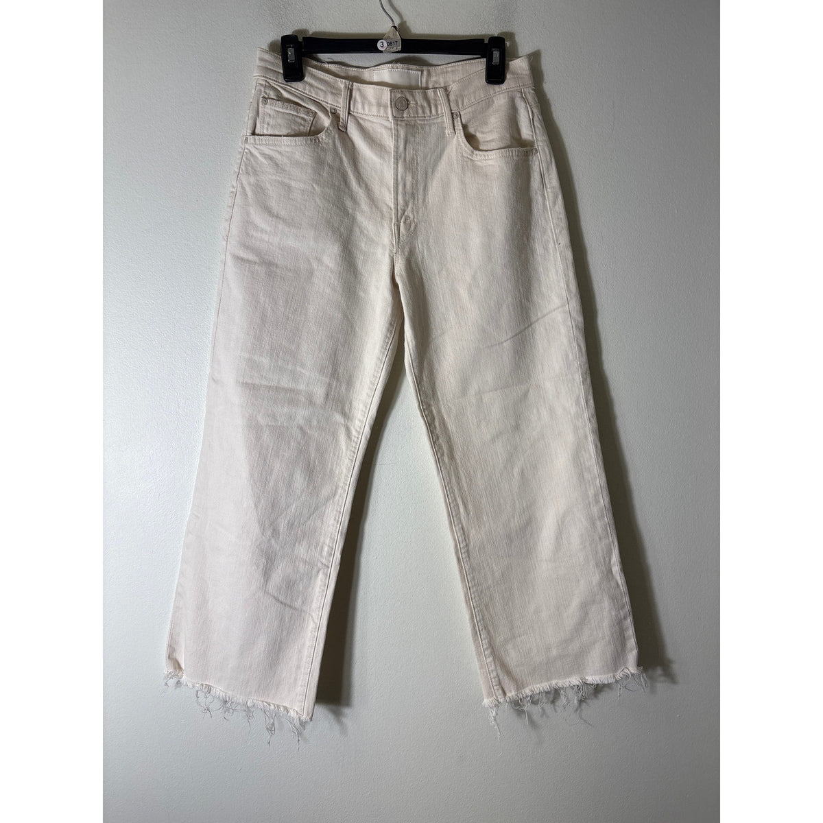 Mother Off White Mid Rise Maven Ankle Fray Jeans Sz 29