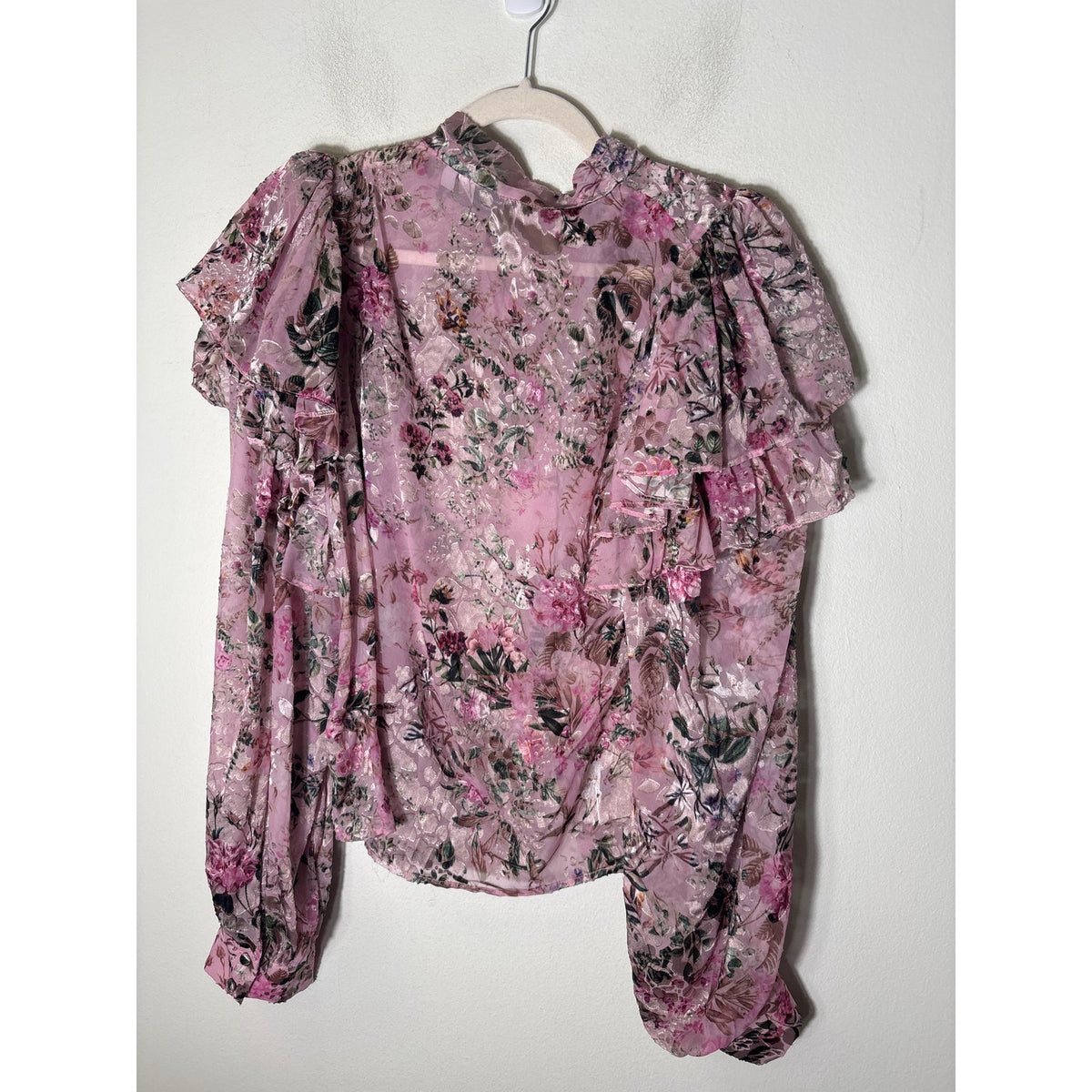 Los Angeles Atelier and Other Stories Pink Floral Long Sleeve Sheer Shirt Sz 6