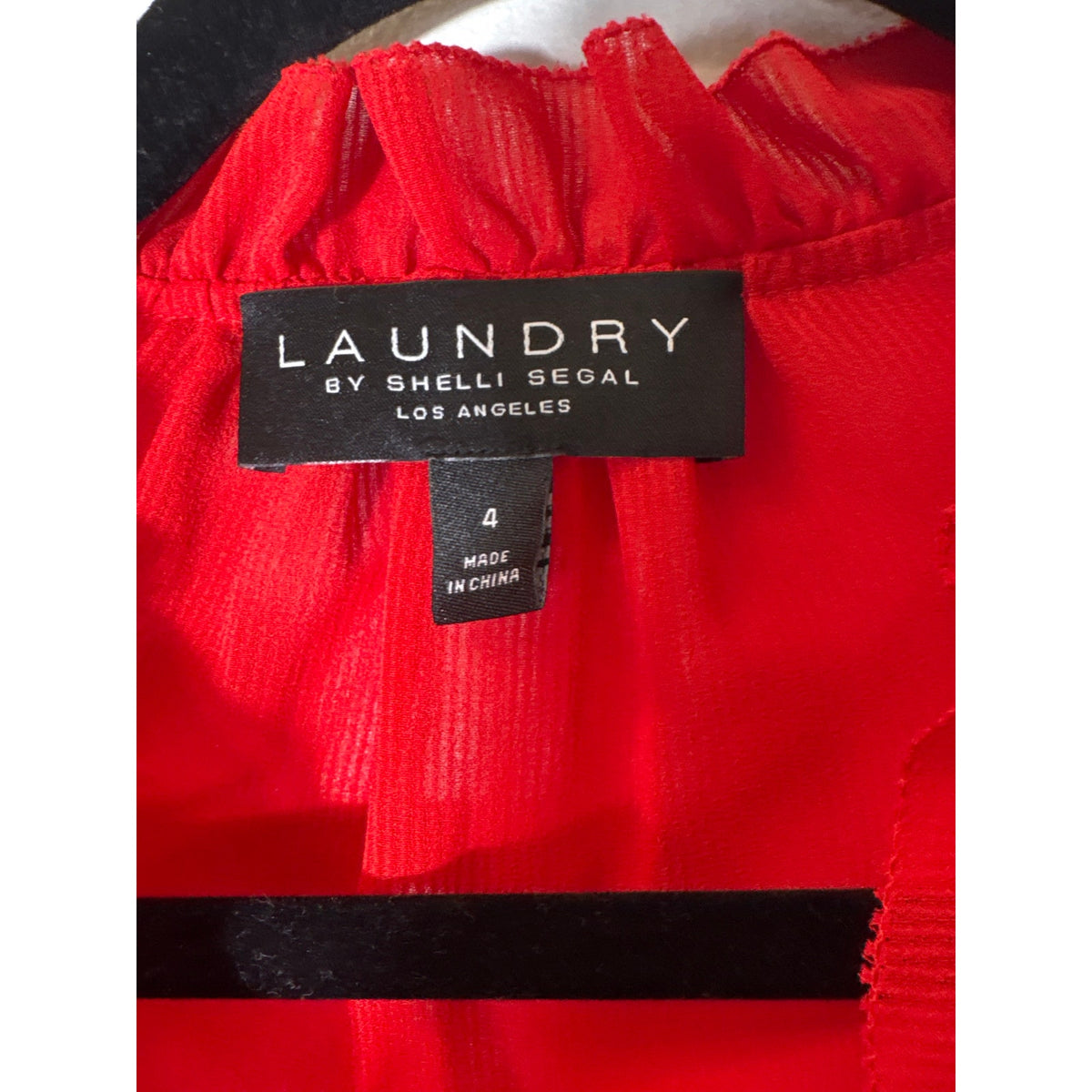 Laundry Red Long Sleeve Sheer V-Neck Shirt Sz S