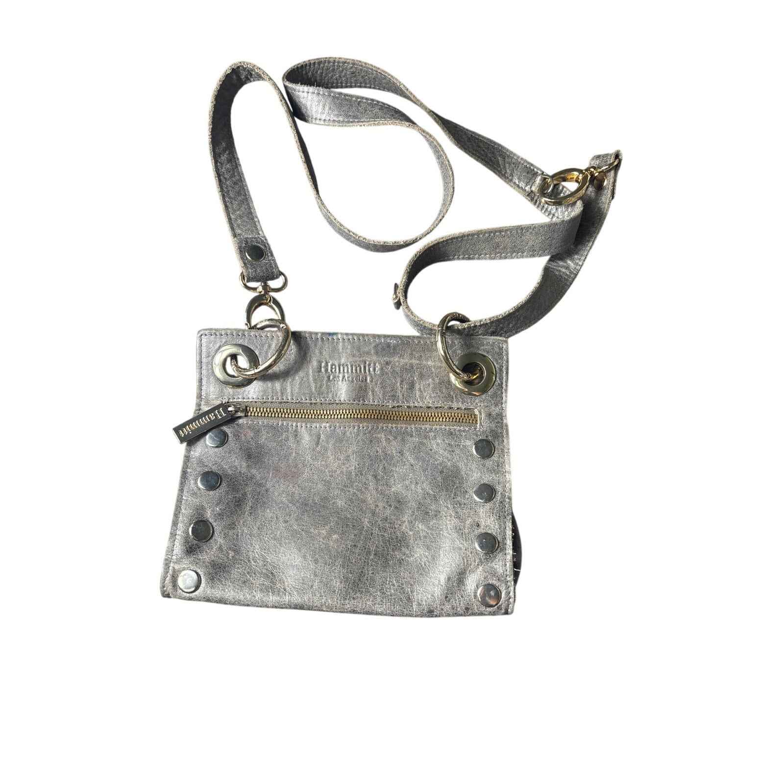 Hammitt Brownish/Gray Leather Studded Small Cross Body Bag