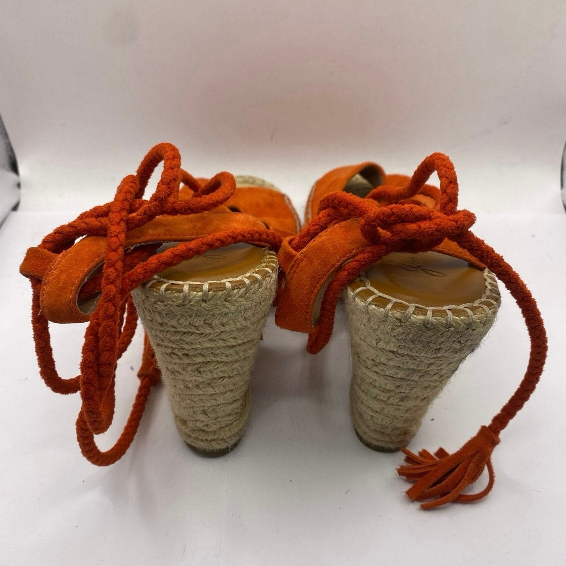 Joie Orange Suede Wedge Espadrille Sz 38.5 (US 8)