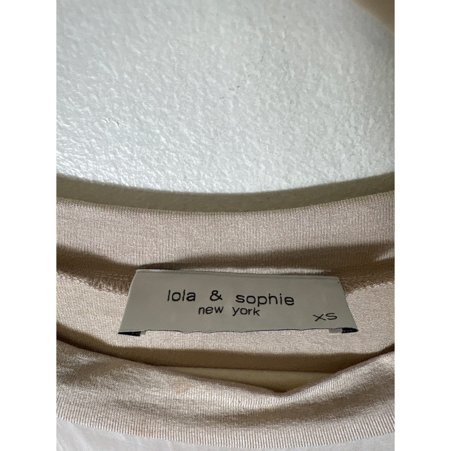Lola & Sophie Taupe Cap Sleeve Mixed Media Crew Neck Shirt Sz XS