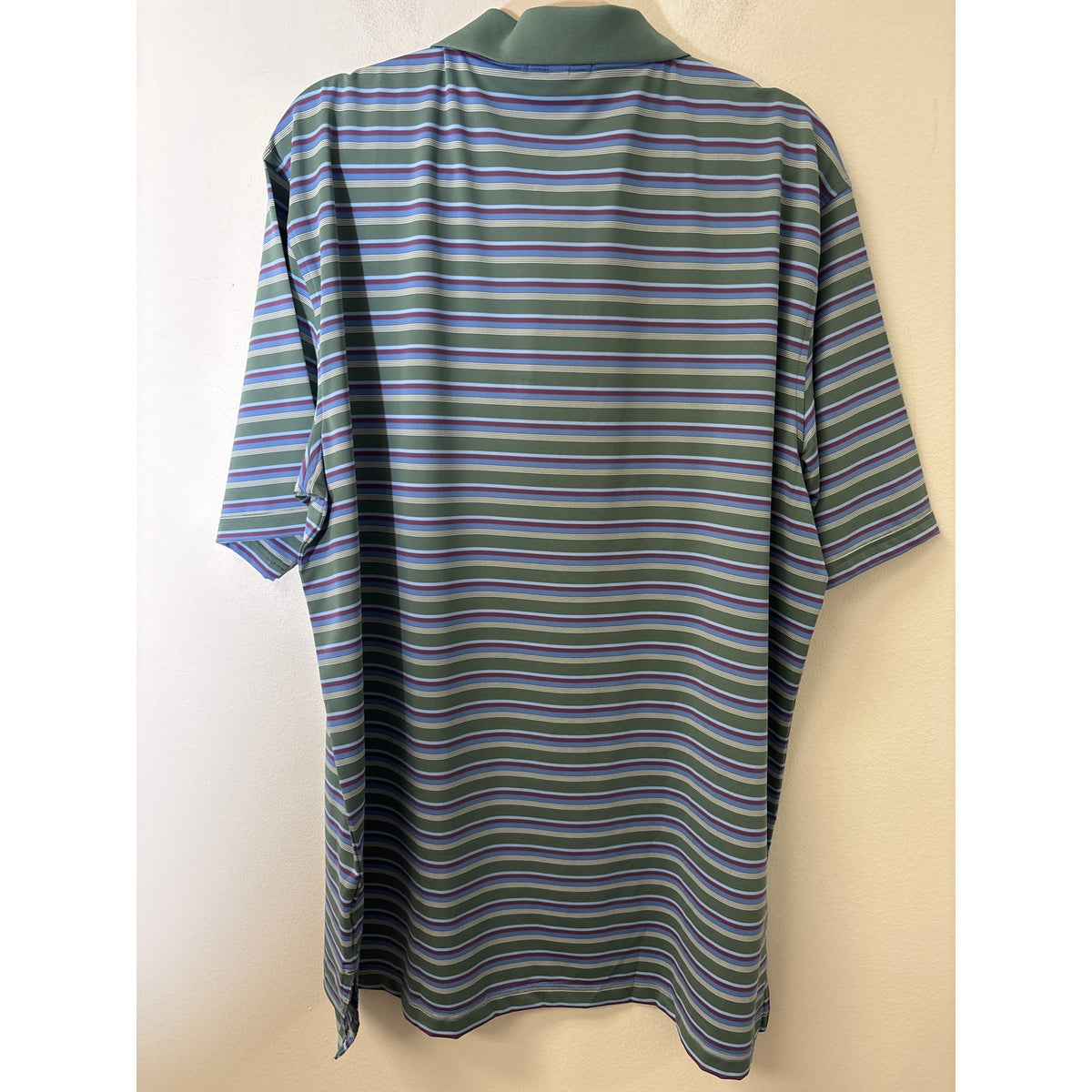 Mens Peter Millar Summer Comfort Green Blue Mauve Stripe Polo sz XL