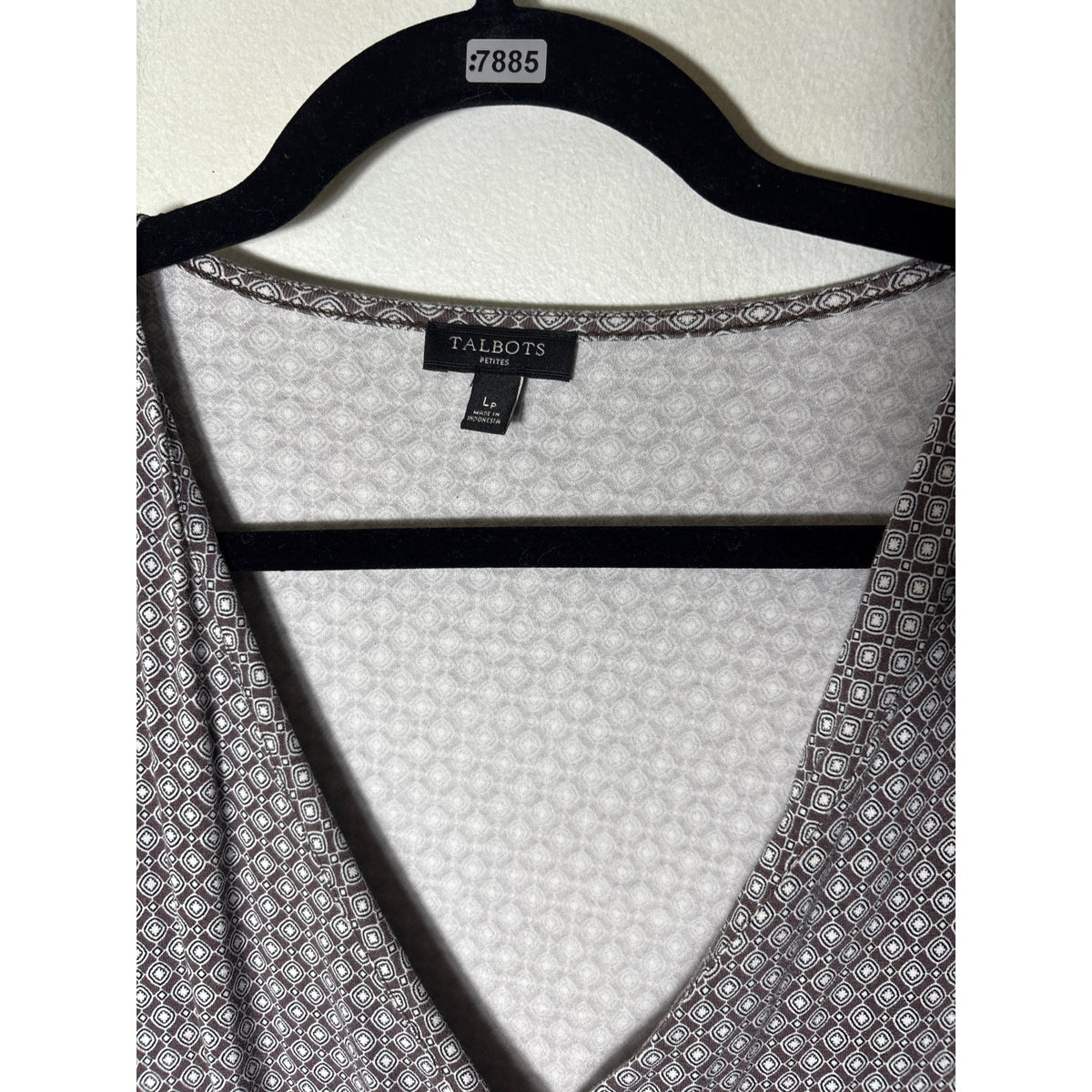 Talbots Brown Criss Cross Front V Neck 3/4 Sleeve Sz LP