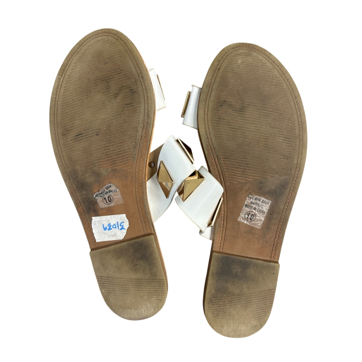 Soda White Gold Stud Slides Sz 10