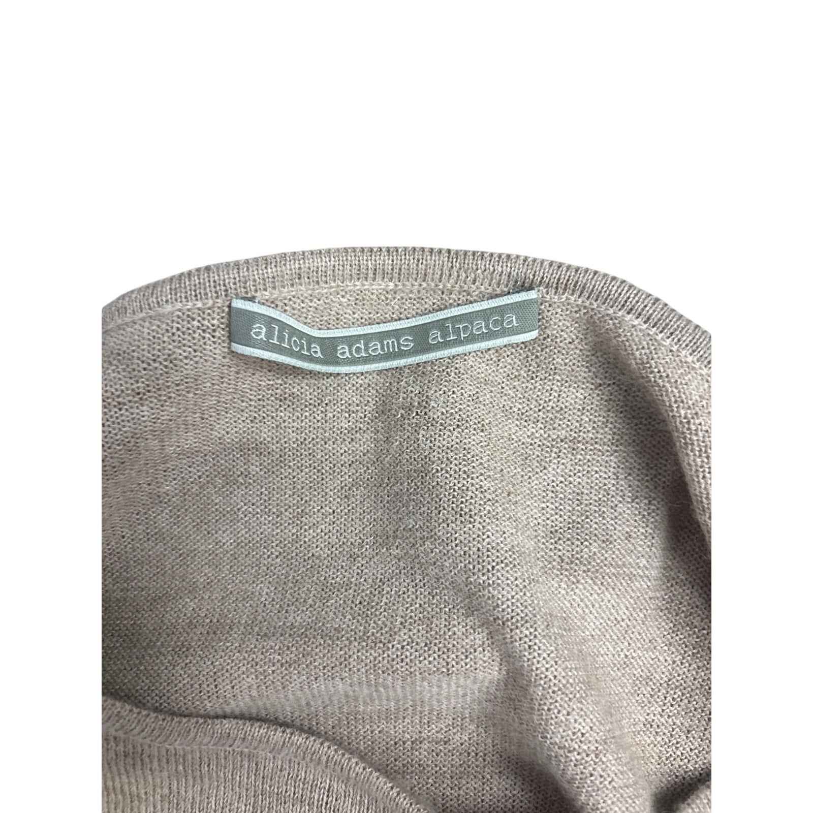 Alicia Adams Alpaca Beige Poncho Style Crew Neck Knit Sweater Sz OS