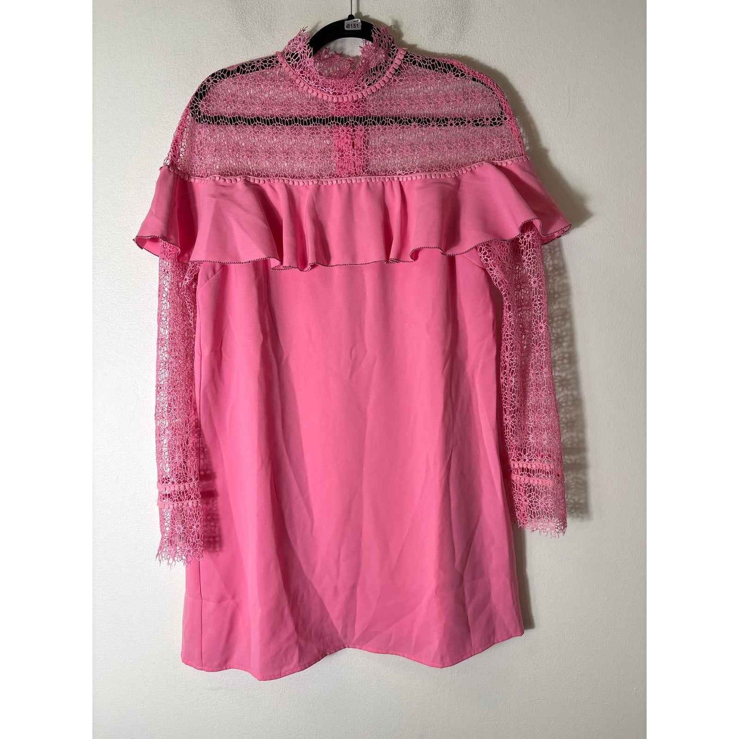 Sugar Lips Bubble Gum Pink Long Sleeve Mesh Knee Length Dress Sz S