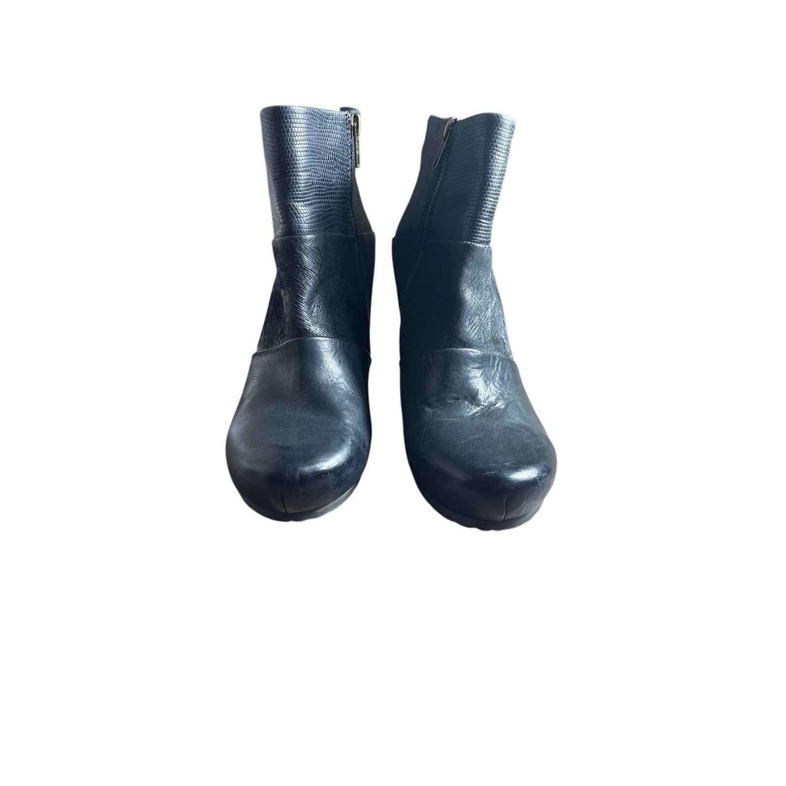 OTBT Black Leather Wedge Booties Sz 8