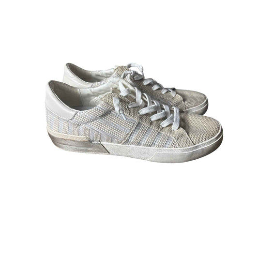 Dolce Vita Off White Canvas Stripe Fashion Sneakers sz 8