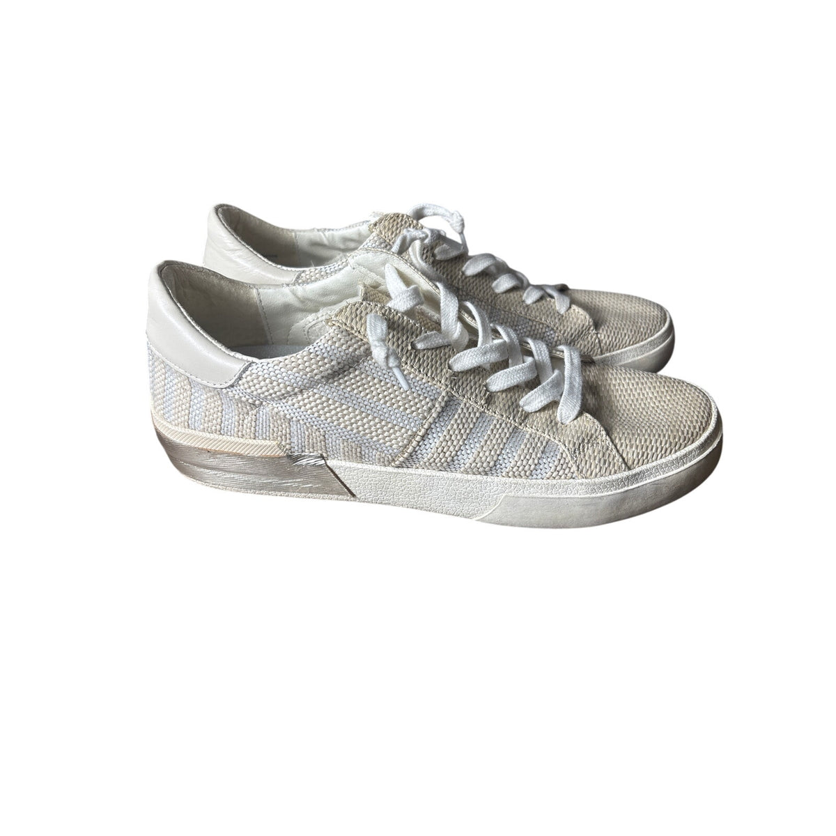 Dolce Vita Off White Canvas Stripe Fashion Sneakers sz 8