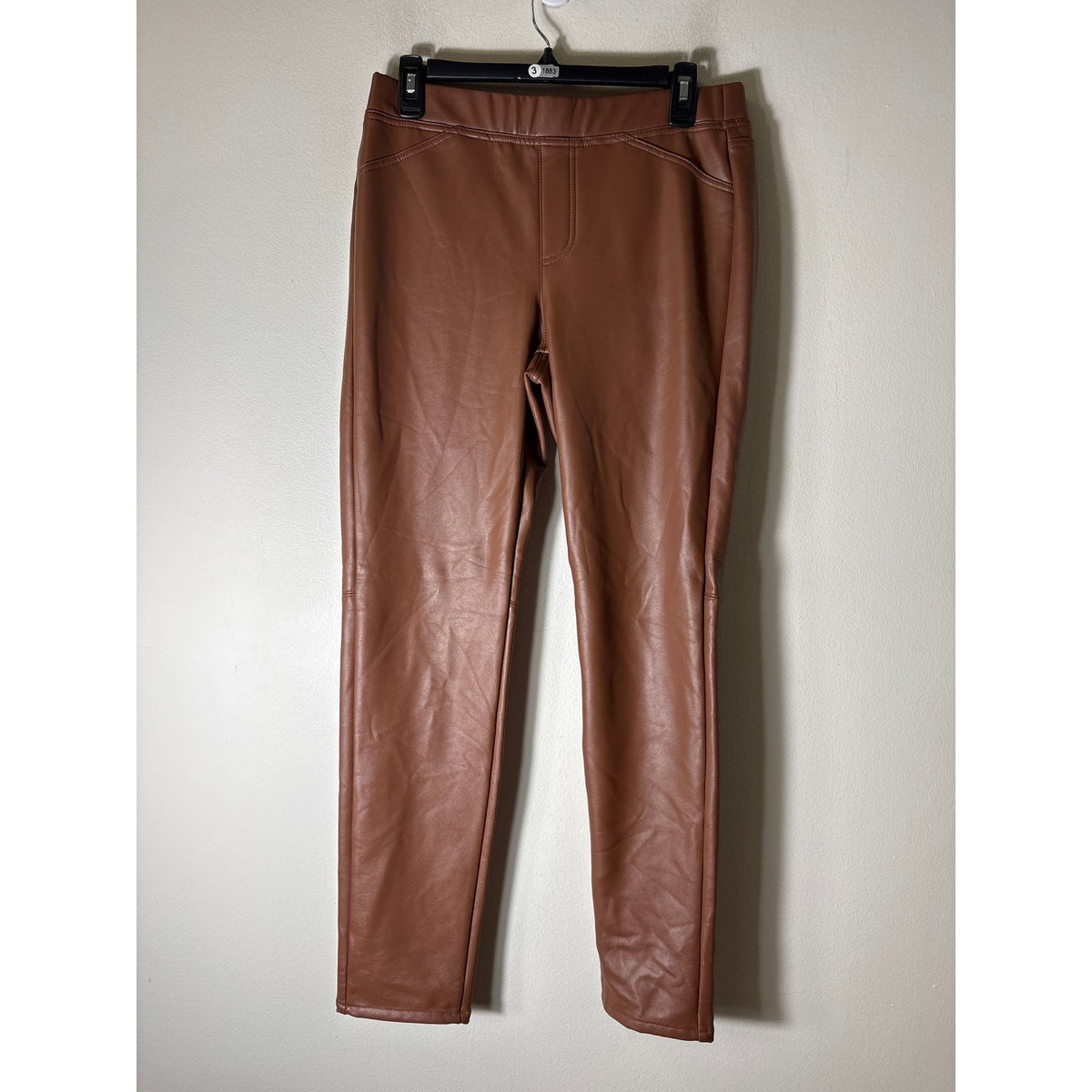 J. Jill Camel Faux Leather Pull On Pants Sz S