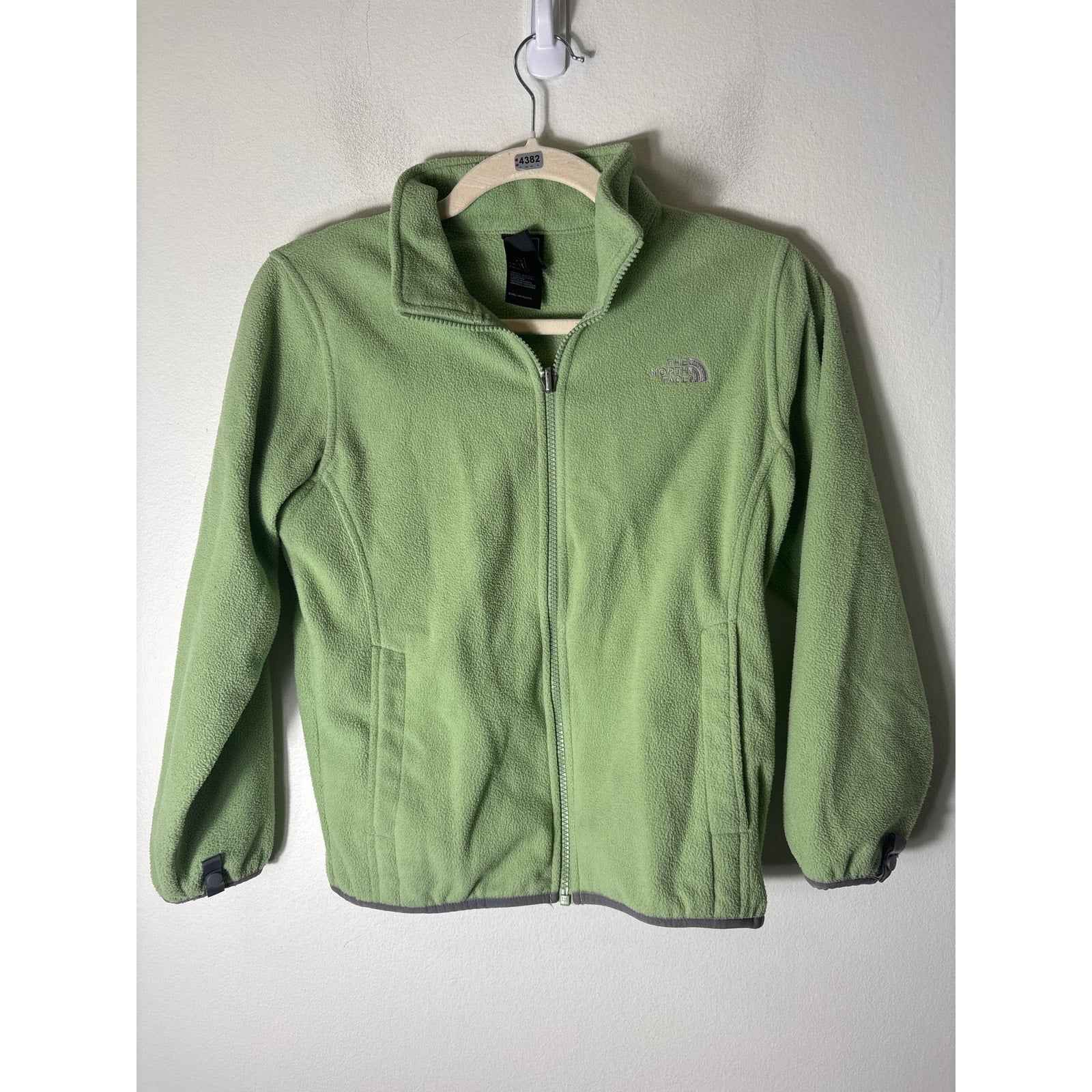 Girl's The North Face Mint Green Long Sleeve Zip Up Fleece Jacket Sz M