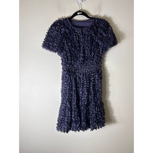 Anthropologie Purple 3D Flower Mini Dress Sz XSP