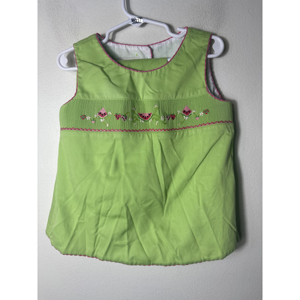 GIrls Vintage Amanda Remembered Lime green smocked top&pants set Sz 4