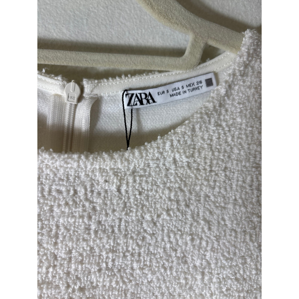 Zara Winter White Terry Cloth Mini Dress Sz S
