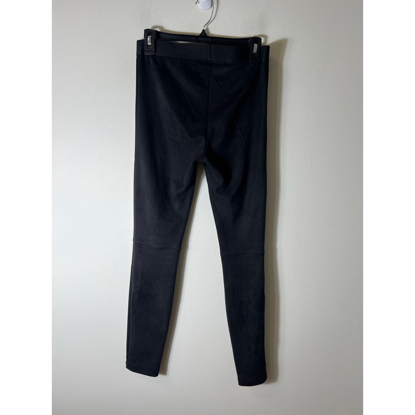 Womens David Lerner Black Stretchy Mixed Media Suede Pants Sz L