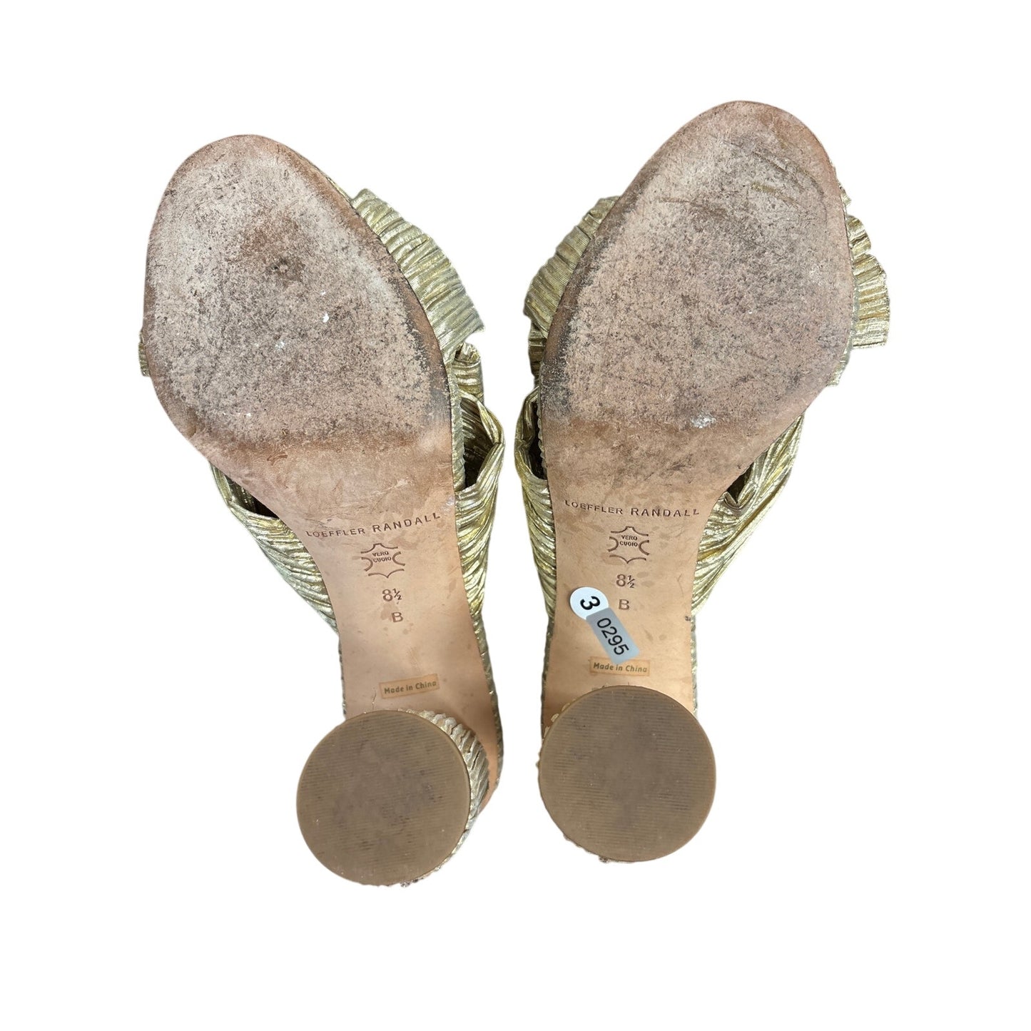 Loeffler Randal Gold Bow Heels Sz 7.5