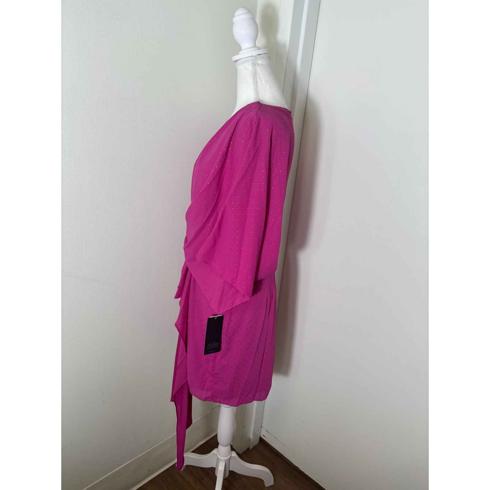 NWT Aidan by Aidan Mattox Fushia Draped Cocktail Dress Sz 6