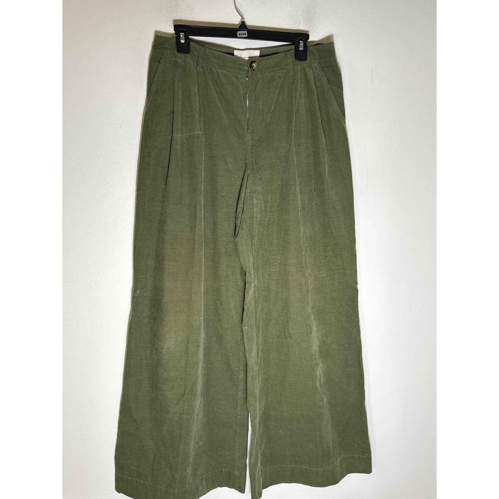 by Anthropologie Forest Green Cordoroy Pleated Wide Leg Pants Sz 29