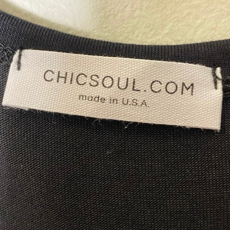 Chicsoul.com Black Short Sleeve V Neck Maxi Dress Sz L