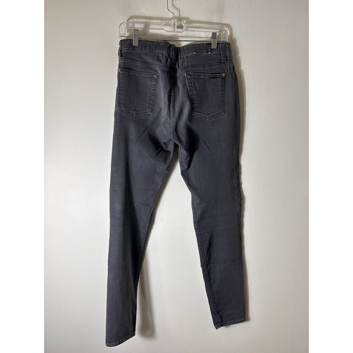 7 For All Mankind Black Vintage Wash HIgh Waist Skinny Jean Sz 30