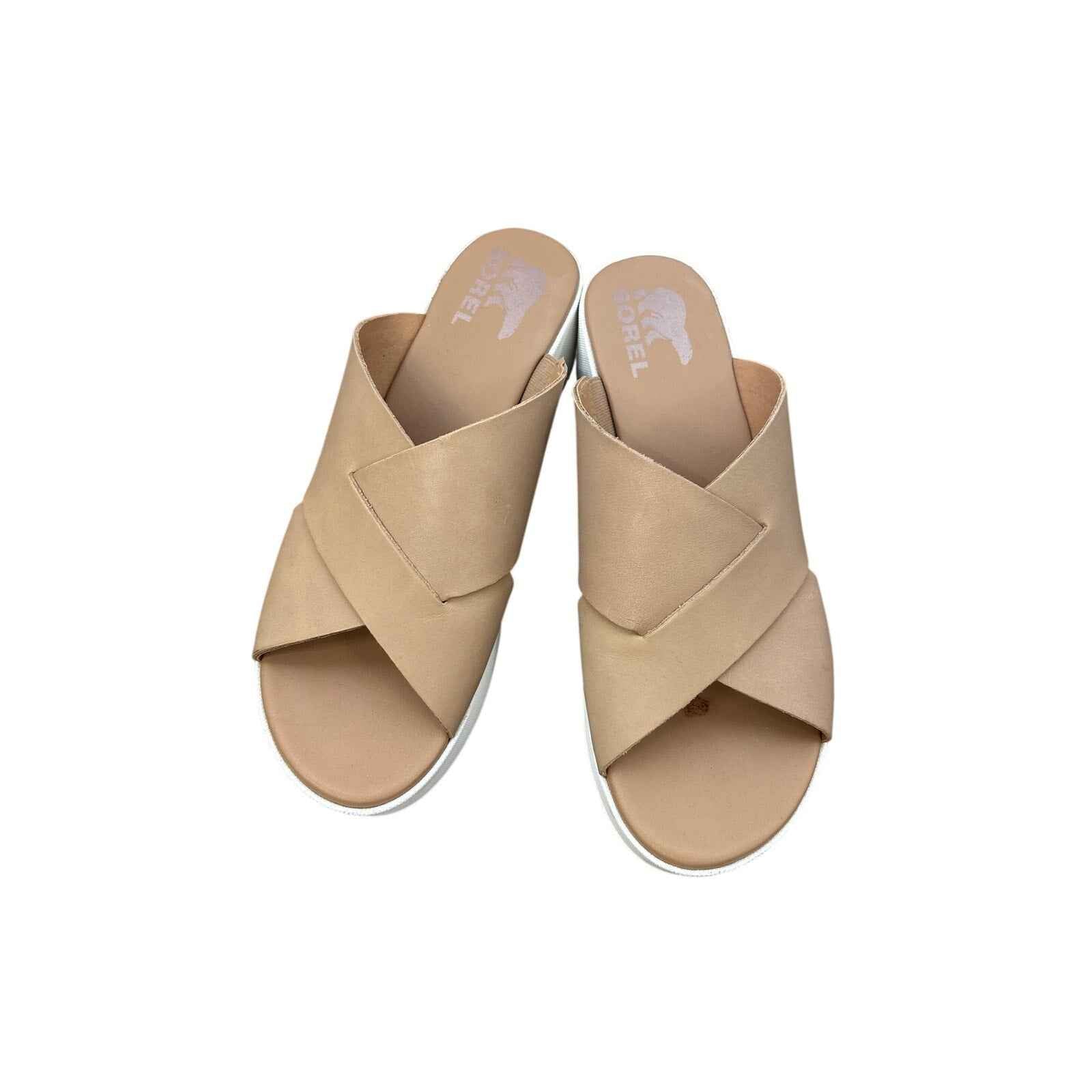 Sorel Tan Criss Cross Wedges Sz 8.5