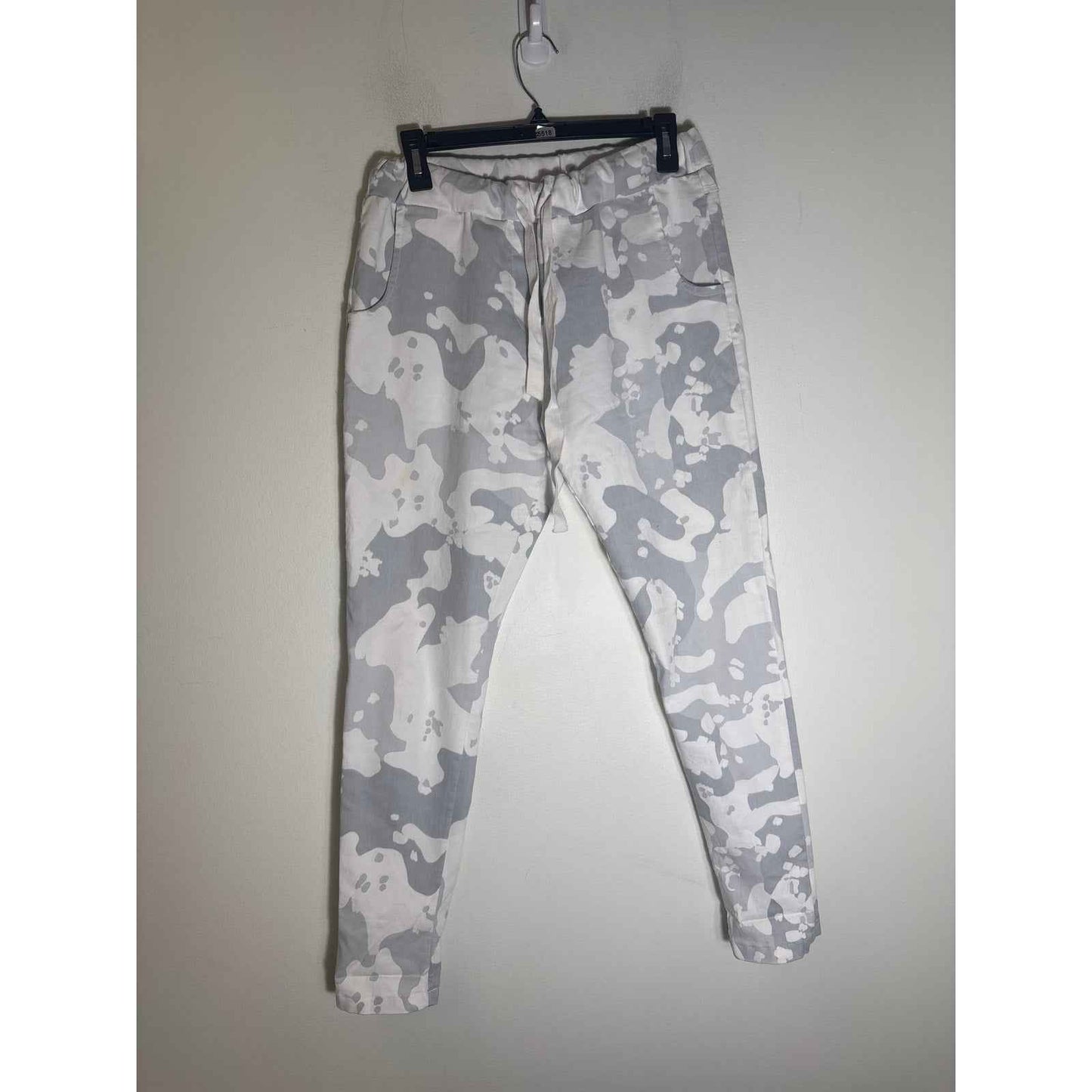 Gigi Moda White Gray Elastic Waist Pull On Pants Sz M