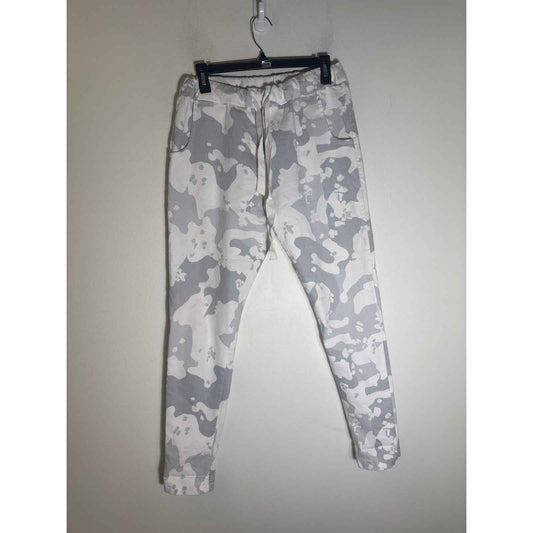 Gigi Moda White Gray Elastic Waist Pull On Pants Sz M