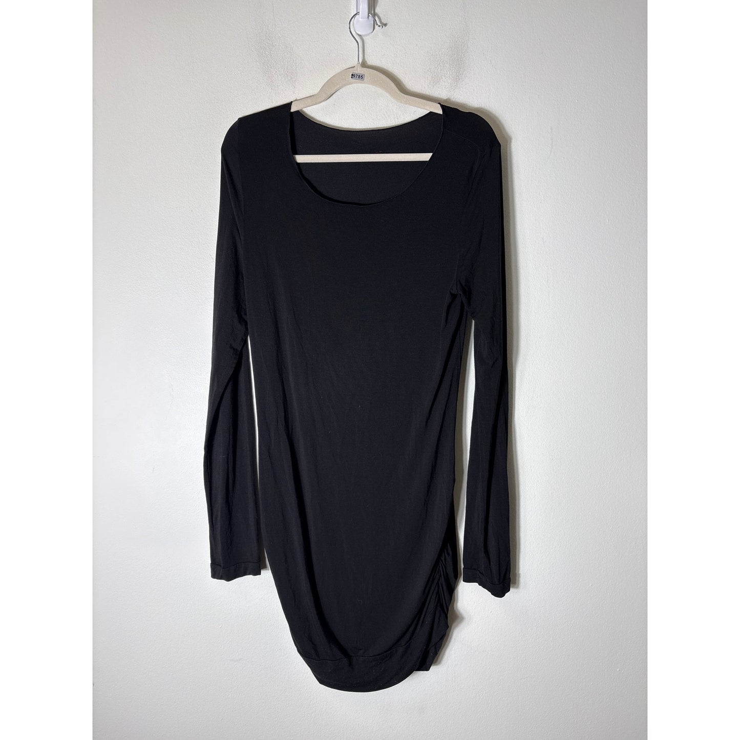 Hard Tail Black Long Sleeve Ruched Midi Dress Sz L