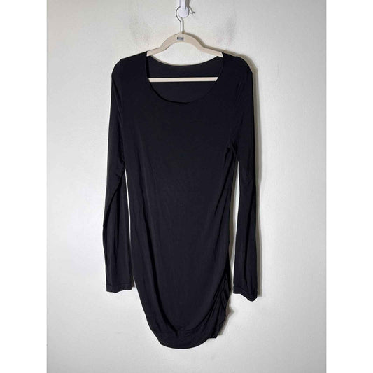 Hard Tail Black Long Sleeve Ruched Midi Dress Sz L